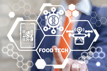 Food Technology Modern Concept. Food Tech. Smart Buy Delivery Meal.
