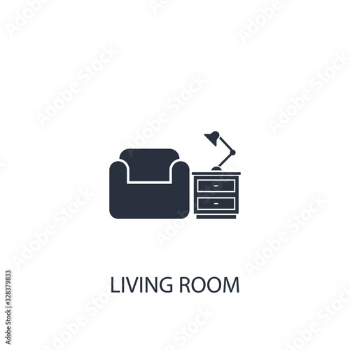 Armchair with bedside table icon. Simple furniture element illustration.