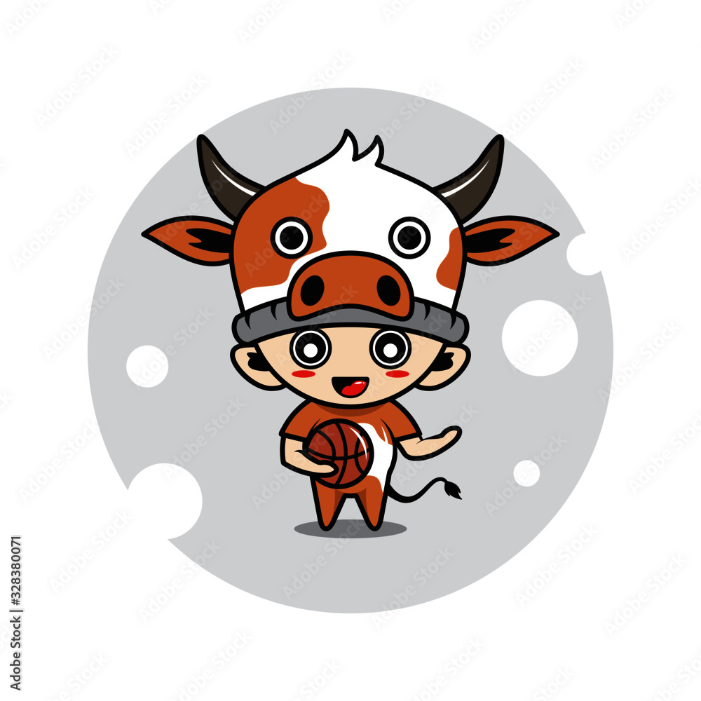 Cow mascot cute characters activity illustration Cow mascot cute characters activity illustration