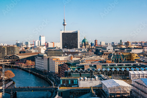 Photography Top view of the city Berlin from roof of Reichstag