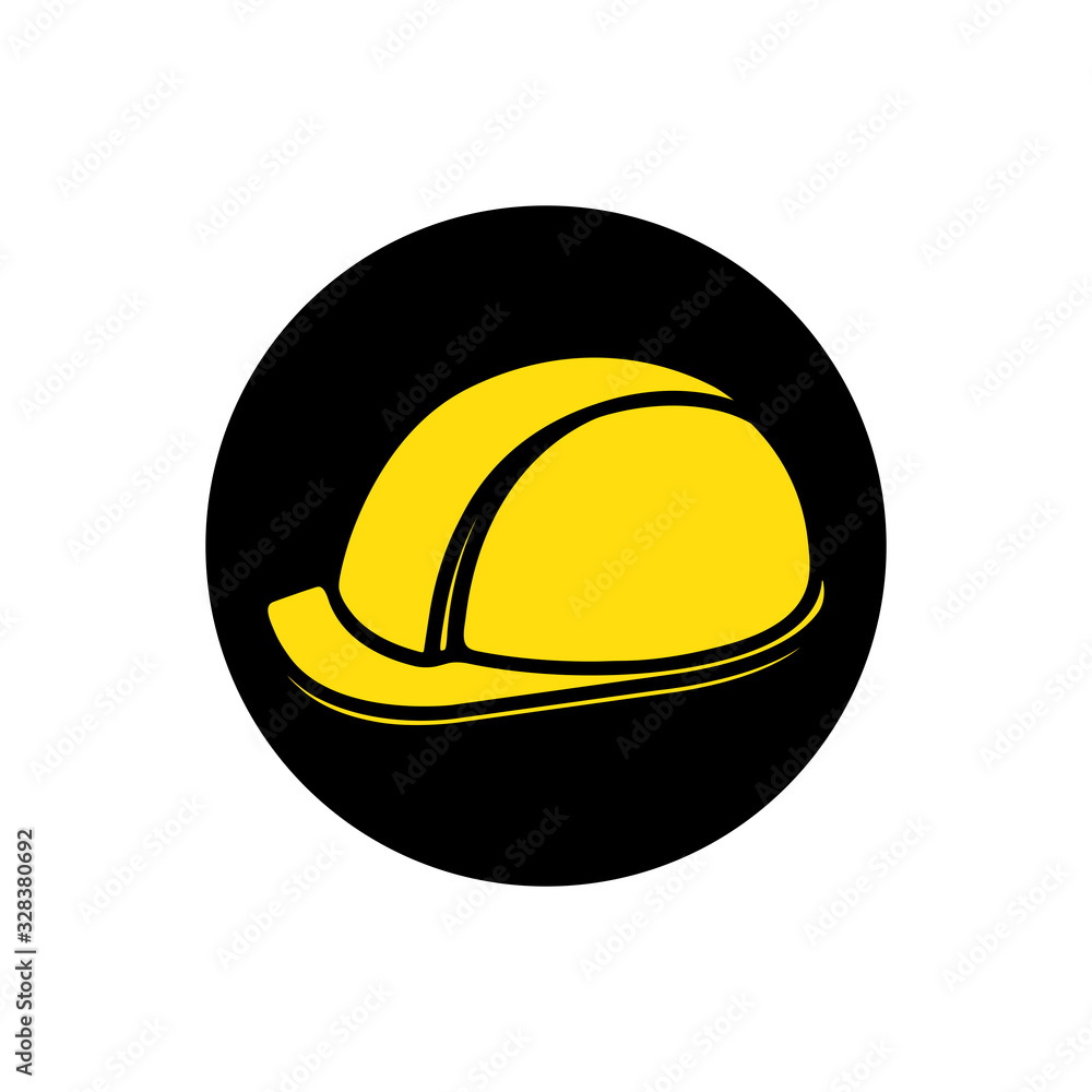 Yellow construction helmet. Illustration of a flat vector icon Yellow construction helmet. Illustration of a flat vector icon