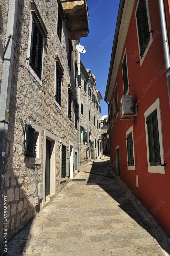 Street of the old town . Herceg Novi. Montenegro