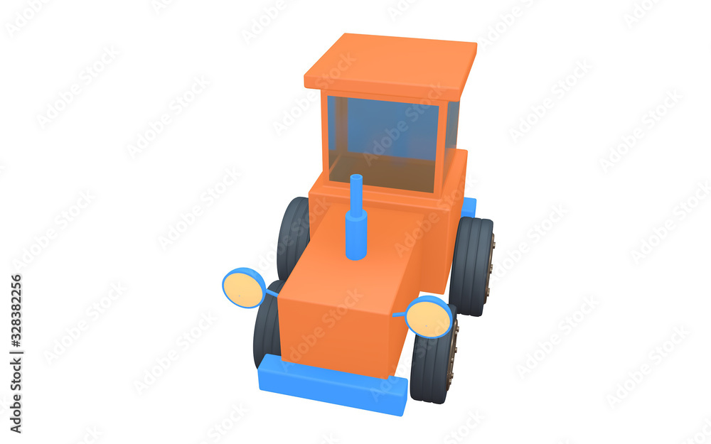 Cartoon Tractor top 3d render