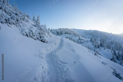 Mountain trail in the snow. Western Tatras. Poland. © Jacek Jacobi