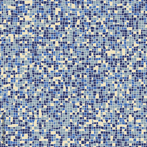 Geometric abstract unisex mosaic seamless vector pattern in blue colors. Swimming pool tiles surface print design. Great wor wellbeing, wellness, background, textures and packaging. photo