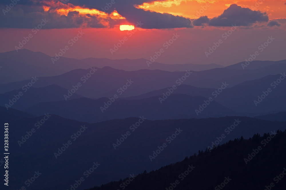 Sunset from Clingman's Dome, Great Smoky Mountains National Park, Tennessee, USA 