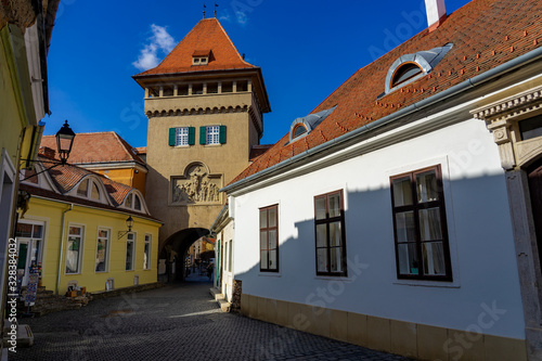 Gate on the narrow street of the historical beautiful Kőszeg Hungary