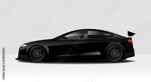 Modern clean minimalist racing, sports car mock up design,  isolated on a white background vector illustration