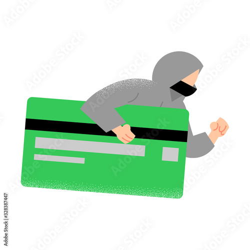 Hacker committing cyber crime by stealing money from bank card