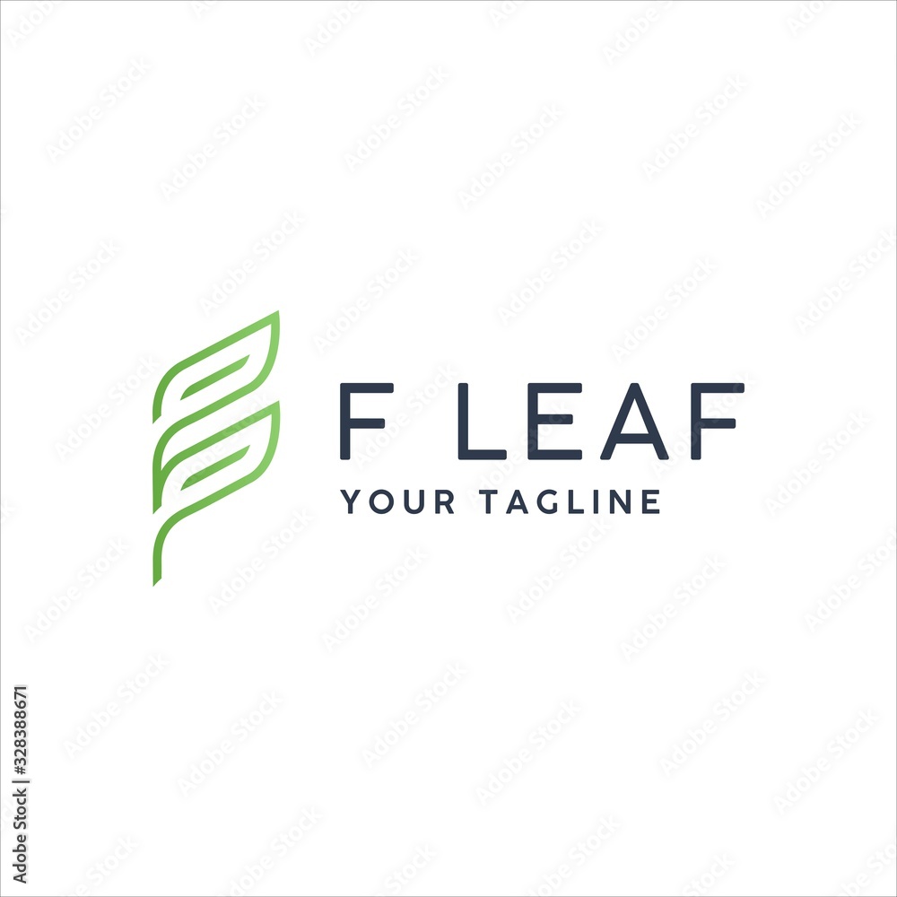 Fototapeta premium F Leaf Logo — Eco Lettermark with Leaf Icon