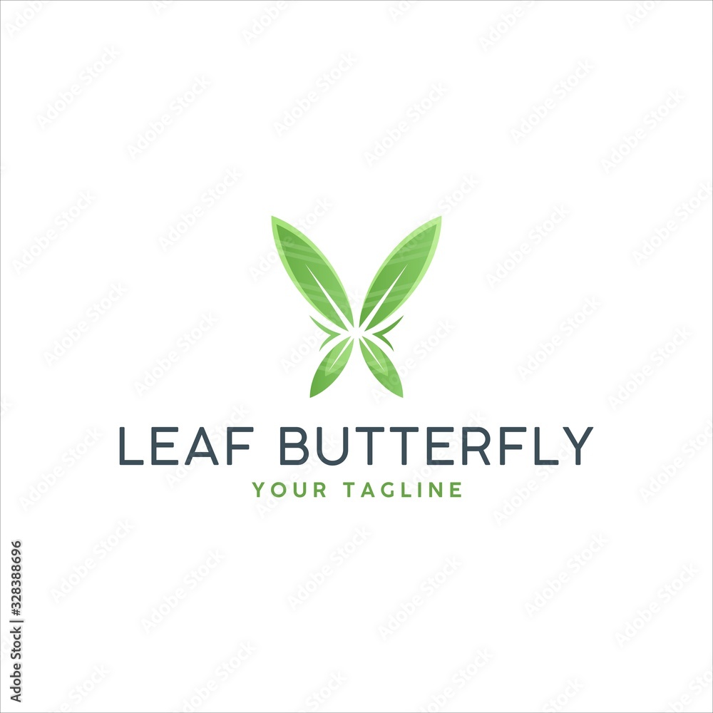 Nature Logo Design for Green Leaf with Beautiful Butterfly or Four Leaves form a Butterfly Nature Logo Design for Green Leaf with Beautiful Butterfly or Four Leaves form a Butterfly