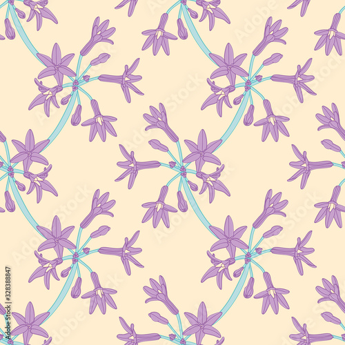 Vector Lilac Wild Flower Seamless Pattern