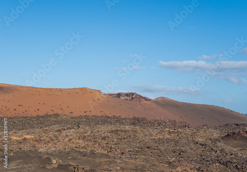 Volcanic landscape of Timanfaya National Park on island Lanzarote