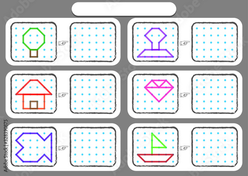 worksheet for preschool kids, Dot to dot copy practice, copy the shapes, Visual perception activities, fine motor skills