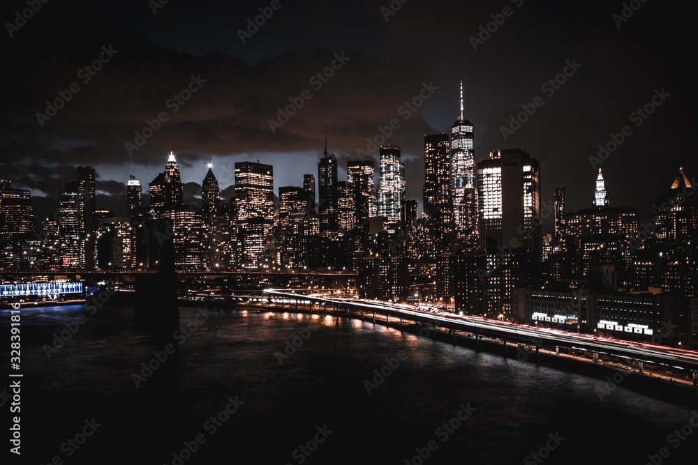 Fototapeta premium new york city skyline at night
