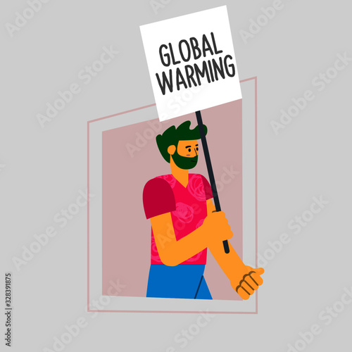 Protesters Against Climate Change and for the Protection of the Environment Character Vector Illustration Eco Activism
