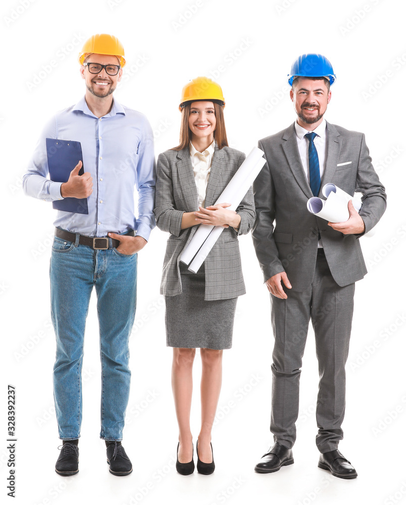 Group of engineers on white background Group of engineers on white background