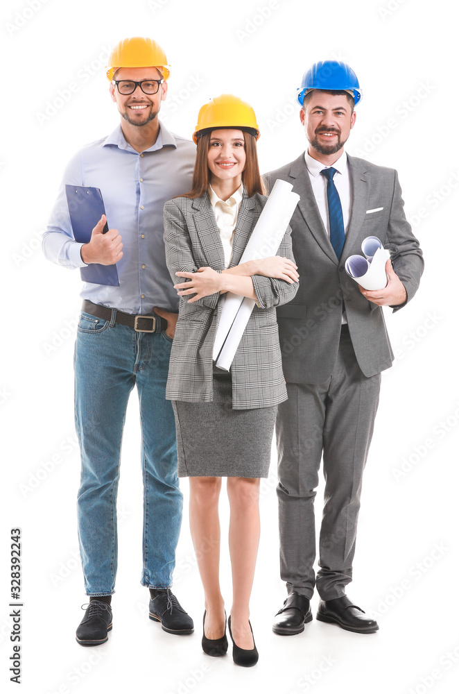 Group of engineers on white background Group of engineers on white background