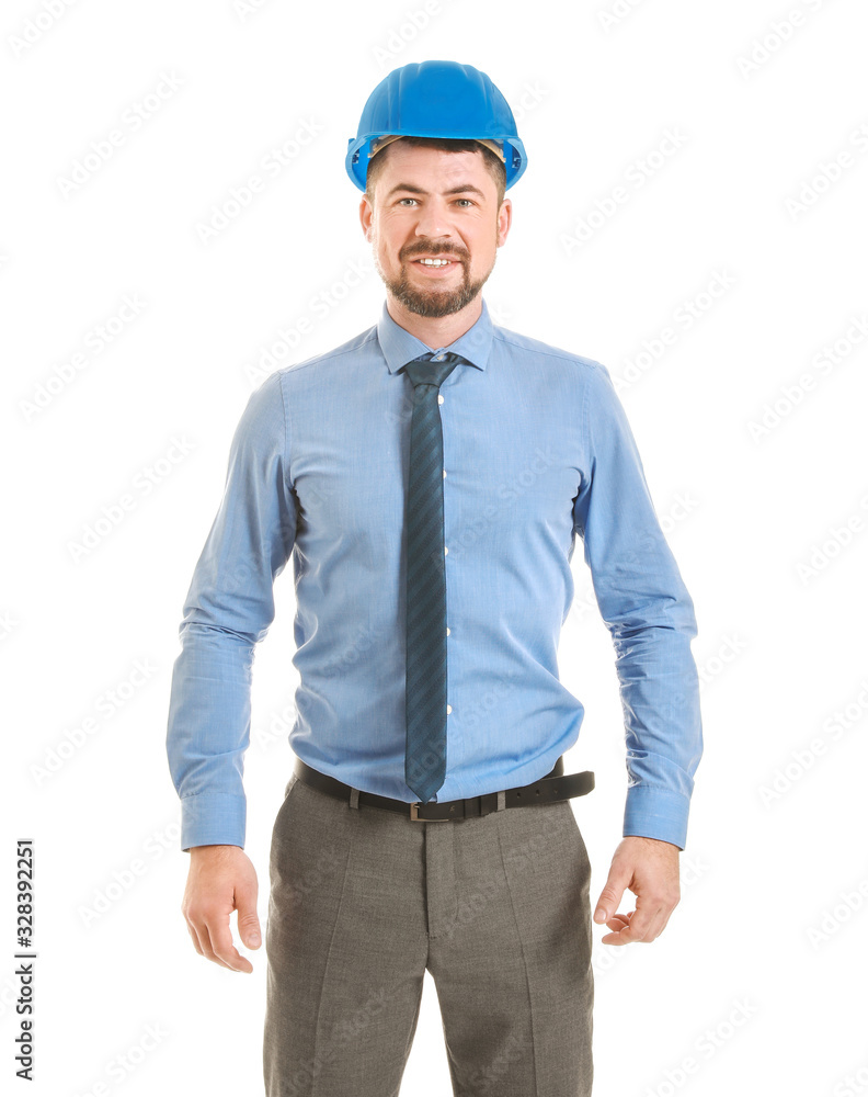 Male engineer on white background Male engineer on white background