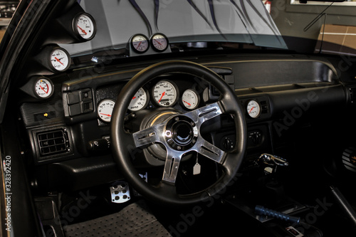 View of Interior Driver Seat with Custom Auto Meter Setup © Averon