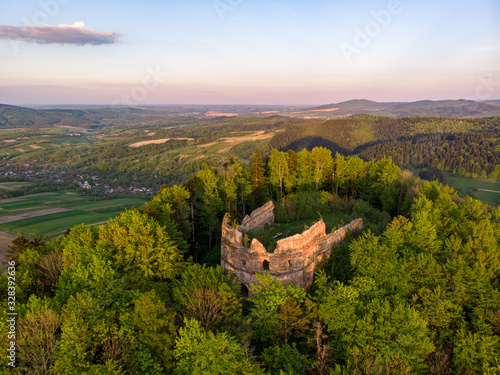 Herburt castle, Dobroml, Ukraine. Drone shot