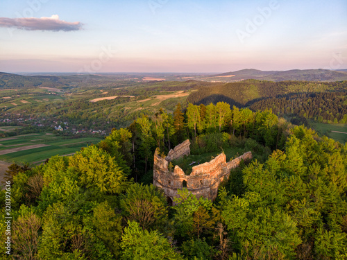 Herburt castle  Dobroml  Ukraine. Drone shot