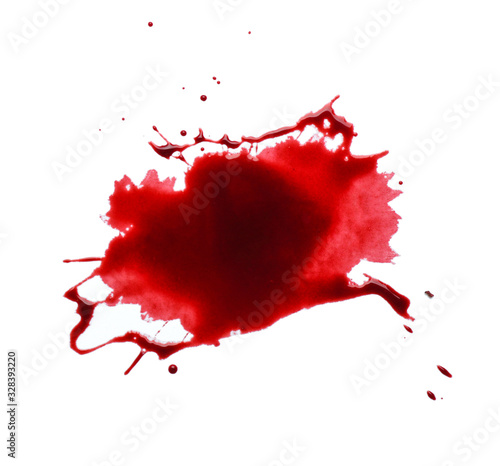 Blood spot on white background