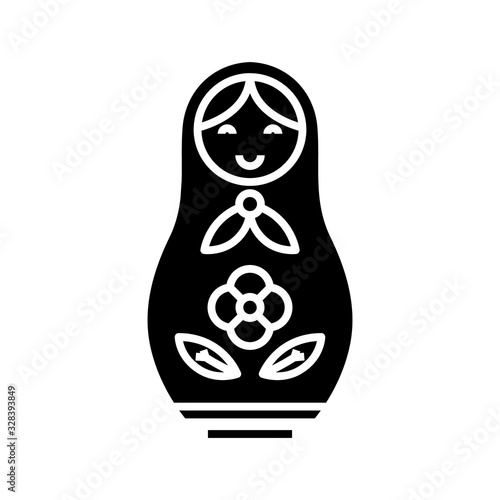 Russian doll black icon, concept illustration, vector flat symbol, glyph sign.