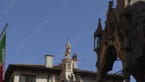 Arches of the Scaligers (Tombs of the Scaligers) in Verona, Italy. Monument on top of the Arch of Cansignorio della Scala.  Zoom out. photo