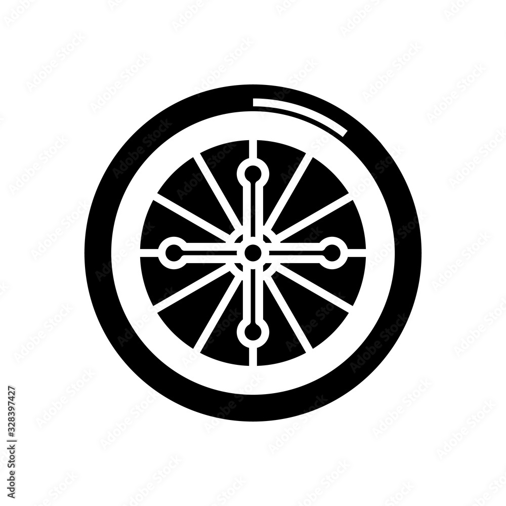 Roulette game black icon, concept illustration, vector flat symbol, glyph sign.