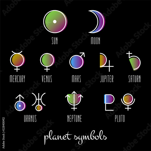 Planet symbol, sign collection
