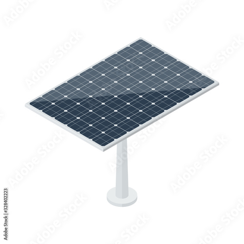 Isometric solar panel isolated on white background. Vector