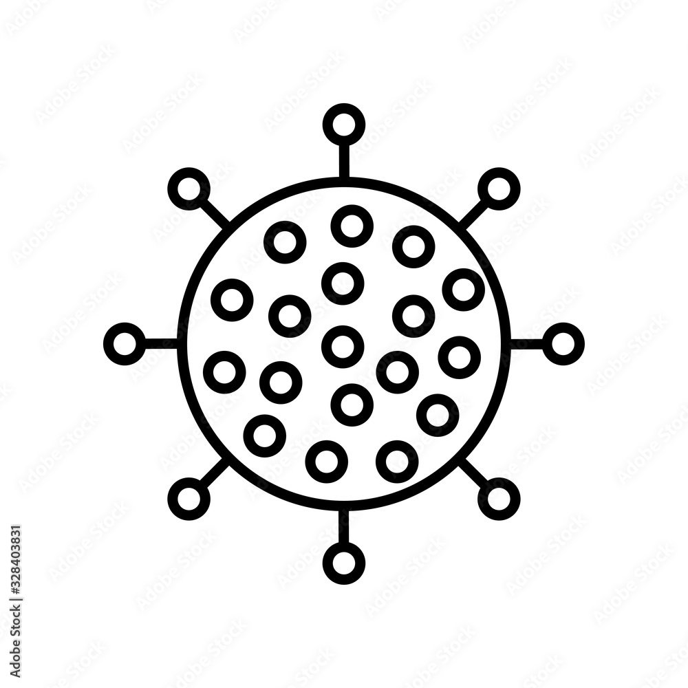 Black and white round icon of harmful chinese new virus dangerous strain covid 019 coronavirus epidemic pandemic disease. The destruction of the human immune system. Vector illustration Black and white round icon of harmful chinese new virus dangerous strain covid 019 coronavirus epidemic pandemic disease. The destruction of the human immune system. Vector illustration