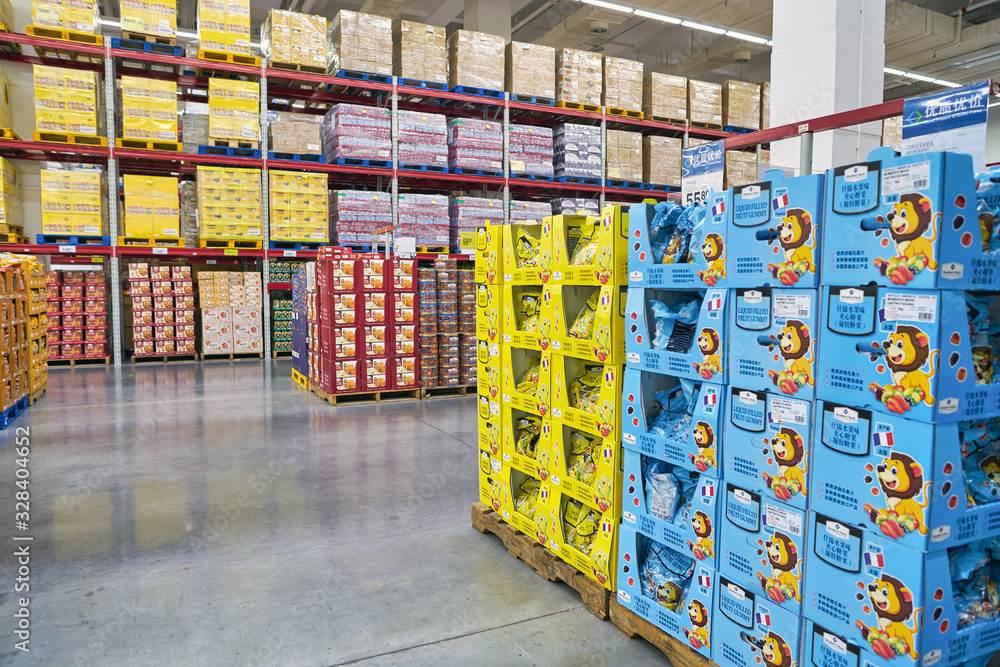 SHENZHEN, CHINA - APRIL 22, 2019: interior shot of Sam's Club store in Shenzhen. Sam's Club is ...