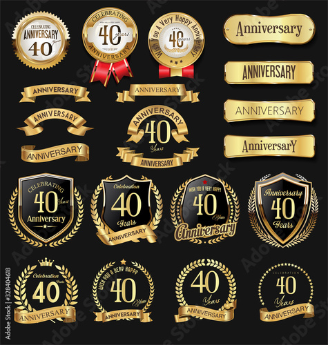 Collection of anniversary golden logotype celebration emblem 