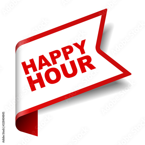 red vector banner happy hour