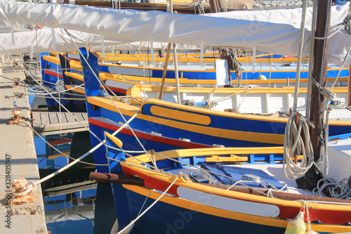 Beautiful traditional boats in Palavas les flots, a seaside resort in the south of Montpellier, France