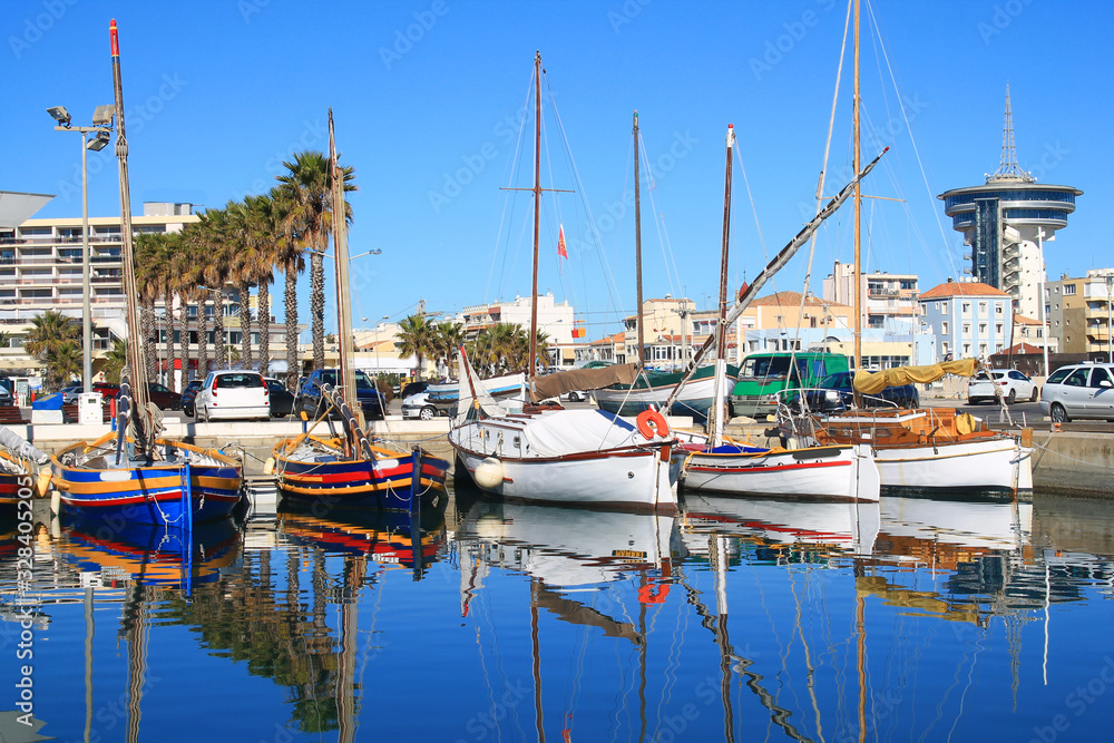 Beautiful traditional boats in Palavas les flots, a seaside resort in the south of Montpellier, France