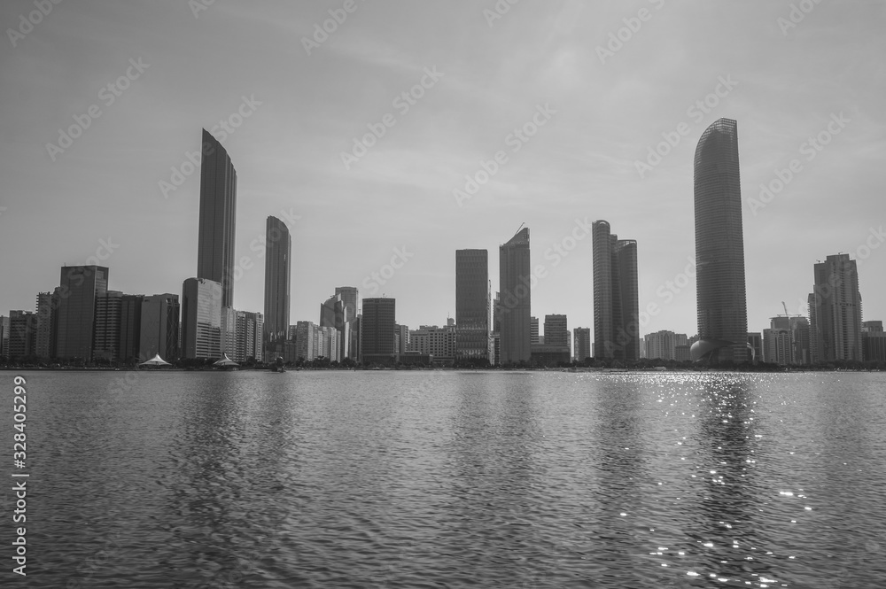 Obraz premium Abu Dhabi cityscape during day time in UAE capital of United Arab Emirates