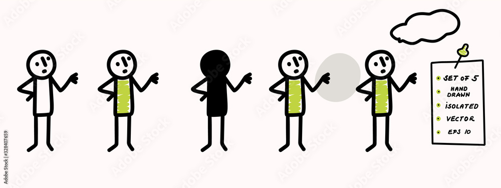 Hand drawn stickman set isolated on white Vector Image