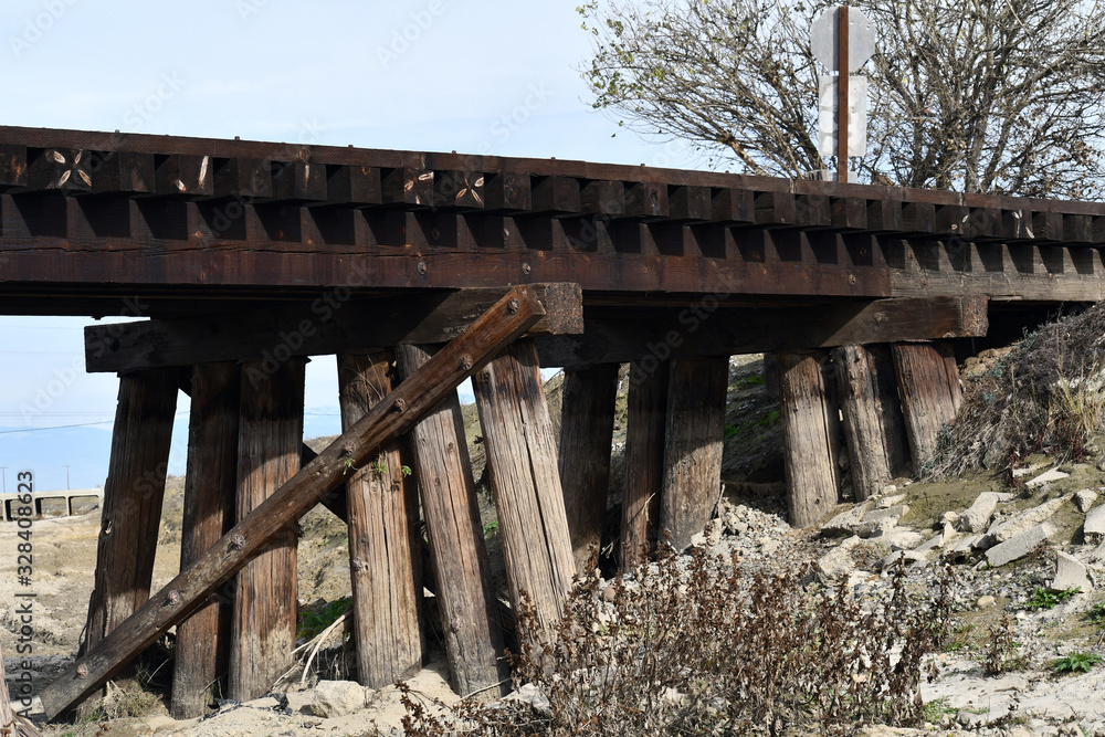 Multiple pylons to hold a railroad bridge Multiple pylons to hold a railroad bridge