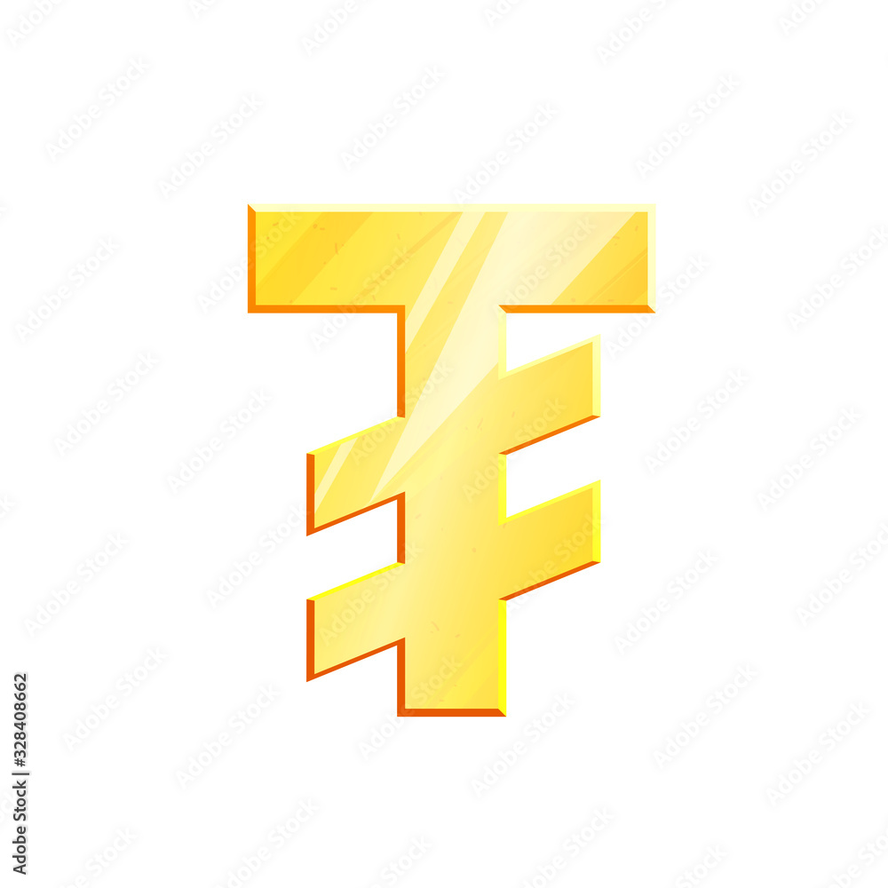 MNT Golden tugric symbol on white background. Finance investment concept. Exchange Mongolian currency Money banking illustration. Business income earnings. Financial sign stock vector MNT Golden tugric symbol on white background. Finance investment concept. Exchange Mongolian currency Money banking illustration. Business income earnings. Financial sign stock vector