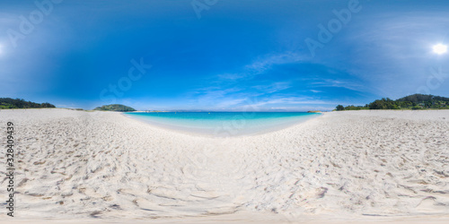 360 photo of the famous beach of Rhodes in the Cies Islands