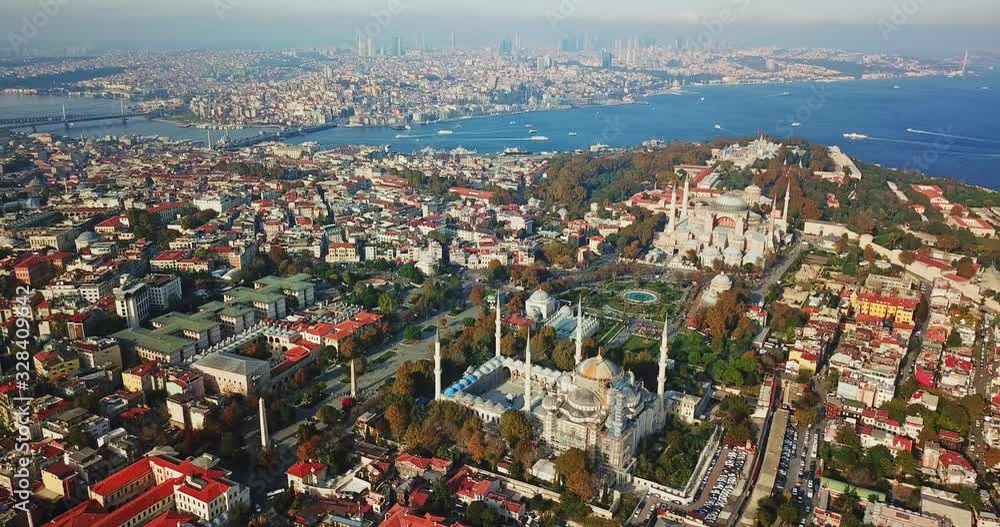 Sultan Ahmet square with drone, aerial video from istanbul, sunny day at beatuiful sultan ahmet square 4k video with drone, blue mosque, hagia sophia, topkapi palace, bosporus Sultan Ahmet square with drone, aerial video from istanbul, sunny day at beatuiful sultan ahmet square 4k video with drone, blue mosque, hagia sophia, topkapi palace, bosporus