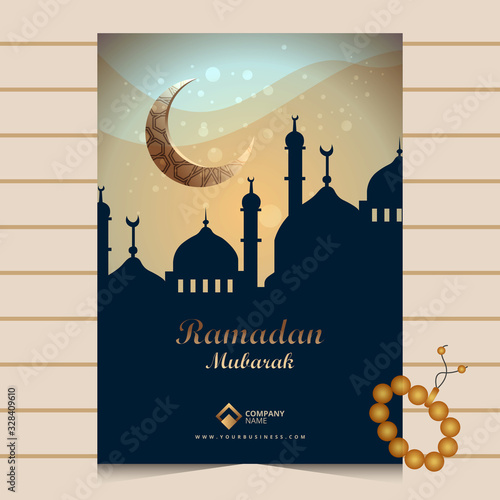 Ramadan Mubarak Kareem background poster design vector graphic