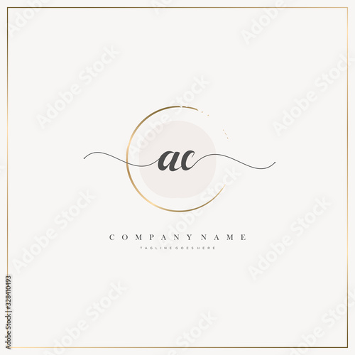 AC Initial Letter handwriting logo hand drawn template vector, logo for beauty, cosmetics, wedding, fashion and business
