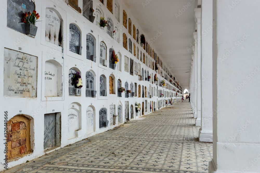 Ancient Columbariums of Central Cemetery located in downton bogota city. This Cemetery was builted in 1836 and is a National Monument of Colombia