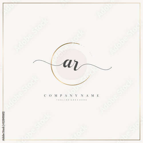 AR Initial Letter handwriting logo hand drawn template vector, logo for beauty, cosmetics, wedding, fashion and business