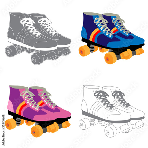 Retro Roller Skates shoes, vector illustration for design element purpose