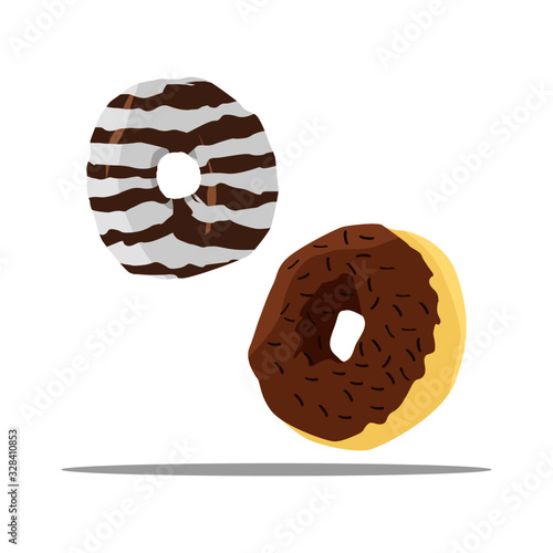 vector graphic illustration white and chocolate donut delicious